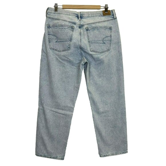 American Eagle Jeans Womens Size 14 Short 90's Straight Leg Light Wash Denim - Picture 2 of 5